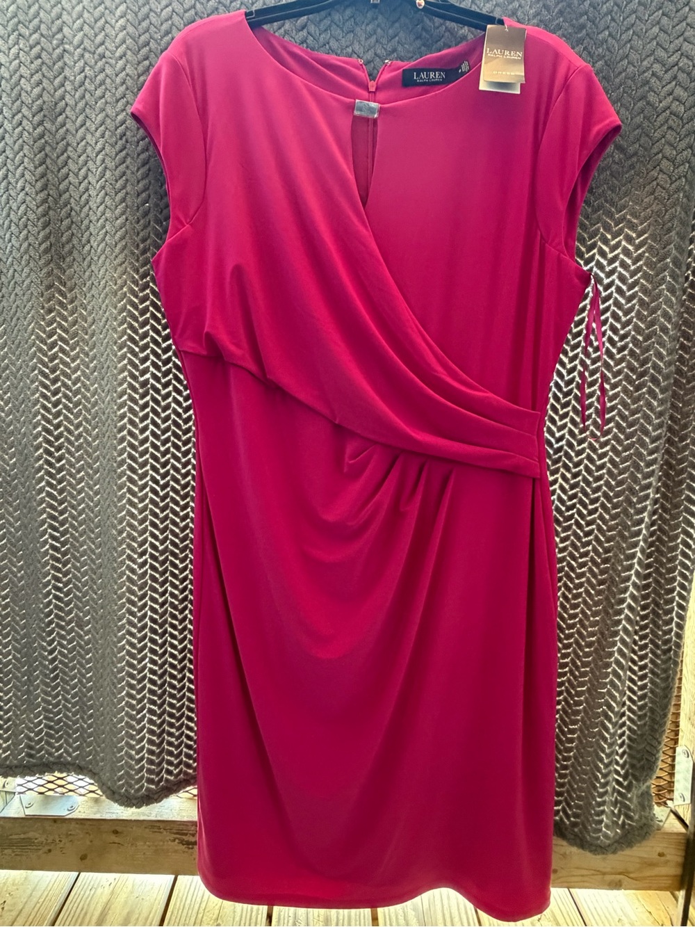 Ralph Lauren Fuchsia Faux-Wrap Midi Dress